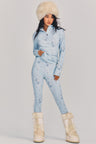 Womens ski leggings in blue floral pint
