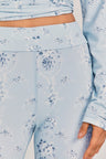 Womens ski leggings in blue floral pint