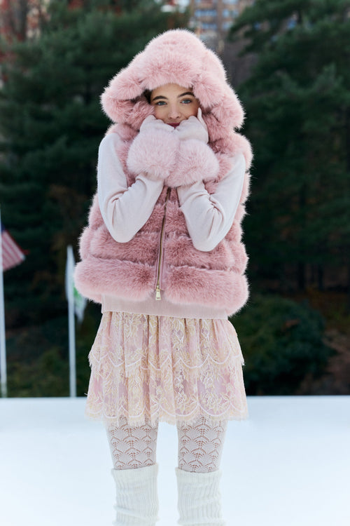 LoveShackFancy x MAX&MOI Adalia Wool-Cashmere Faux Fur Gloves