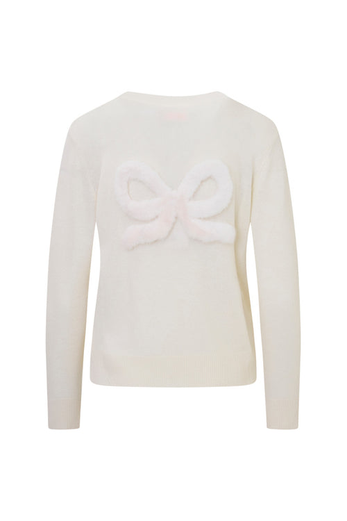 LoveShackFancy x MAX&MOI Piata Faux Fur Bow Sweater - WHITE