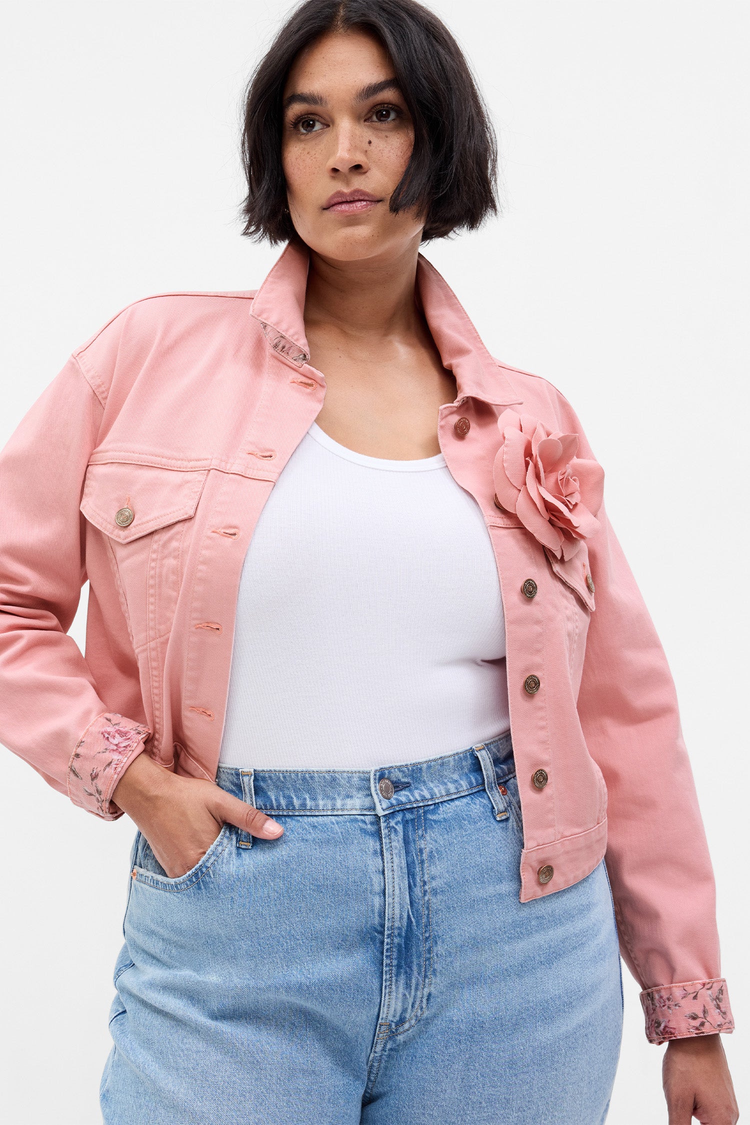 LoveShackFancy X Gap Rosette Denim Jacket