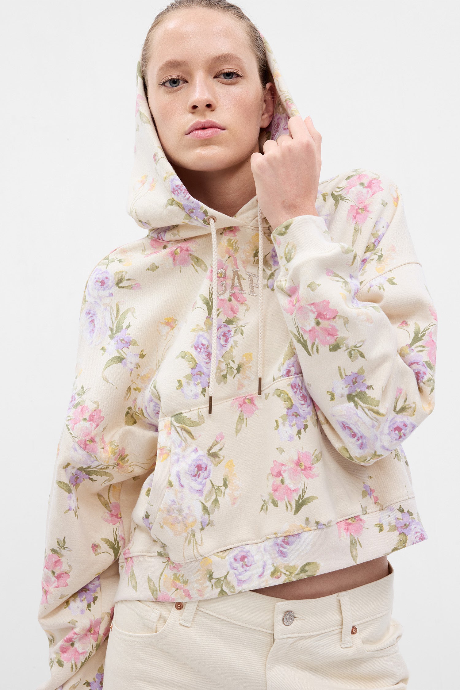 LoveShackFancy X Gap Floral Crop Hoodie