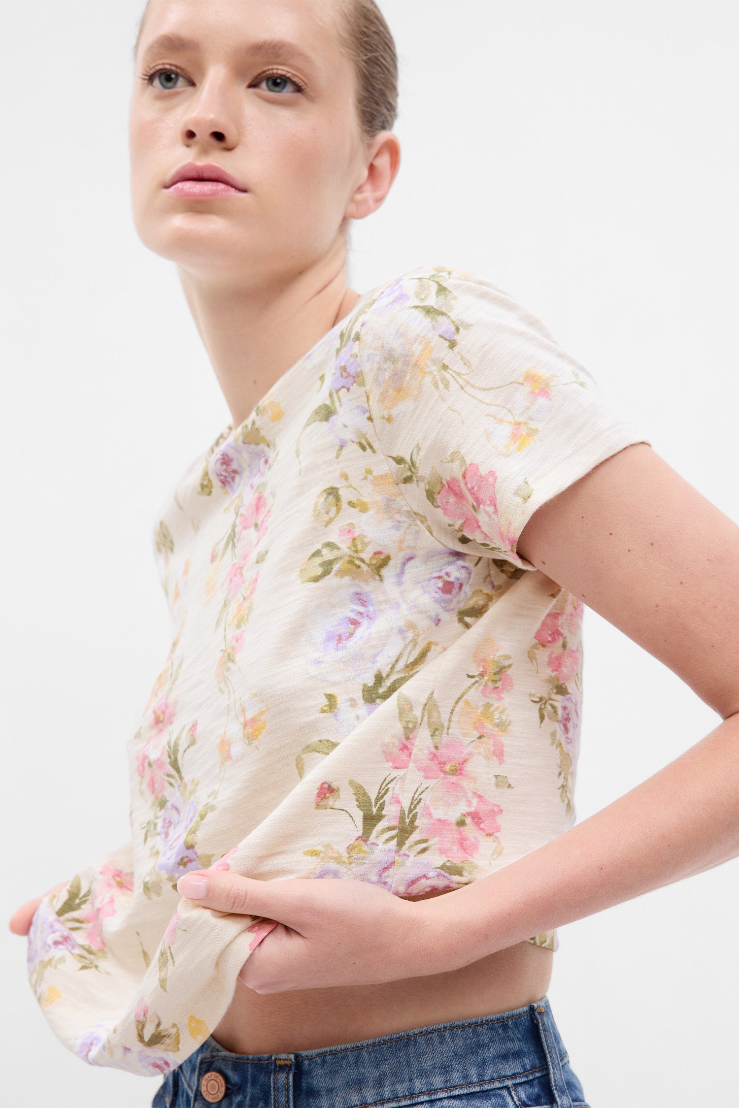 LoveShackFancy X Gap Floral Shrunken T-Shirt