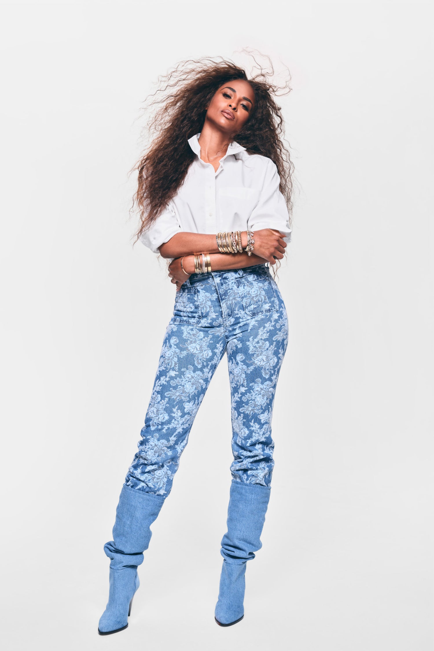 LoveShackFancy X Gap High Rise Floral Flare Jeans