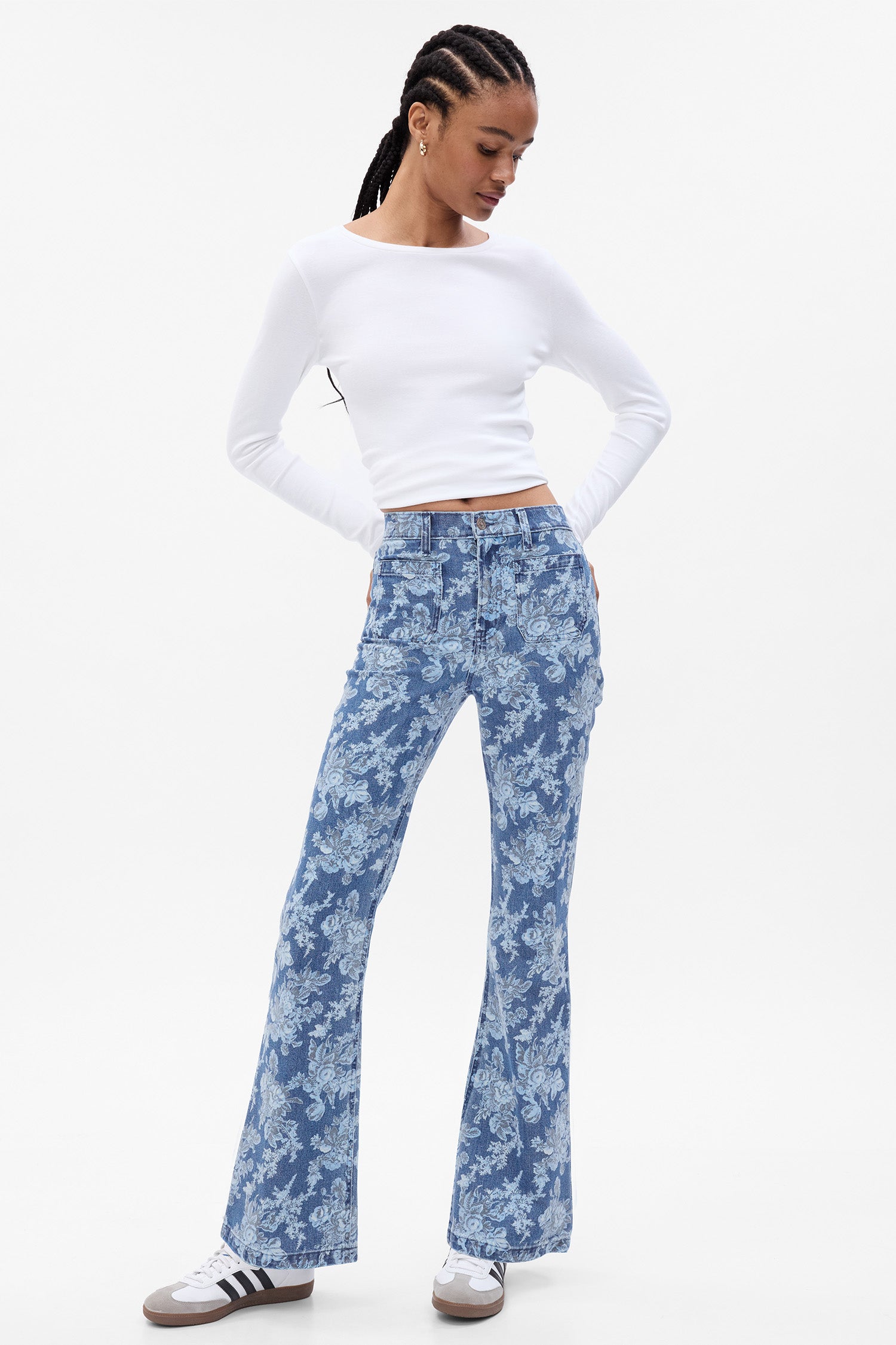 LoveShackFancy X Gap High Rise Floral Flare Jeans