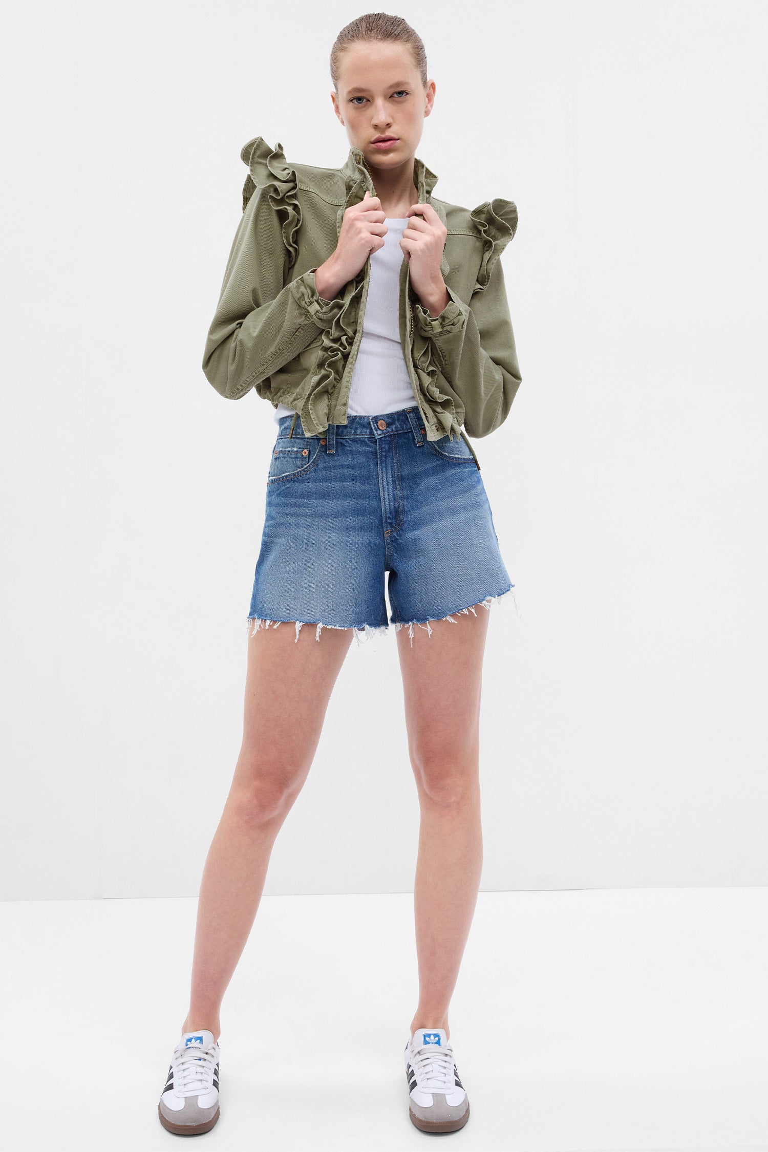 LoveShackFancy X Gap Ruffle Crop Utility Jacket