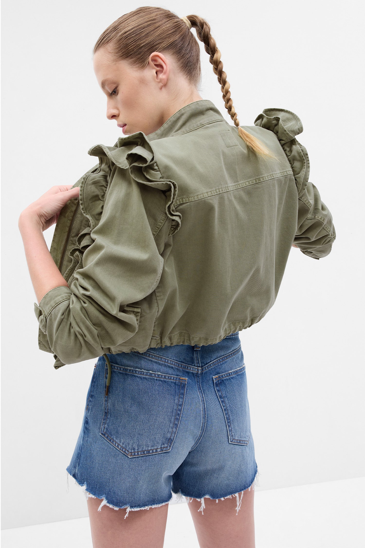 LoveShackFancy X Gap Ruffle Crop Utility Jacket