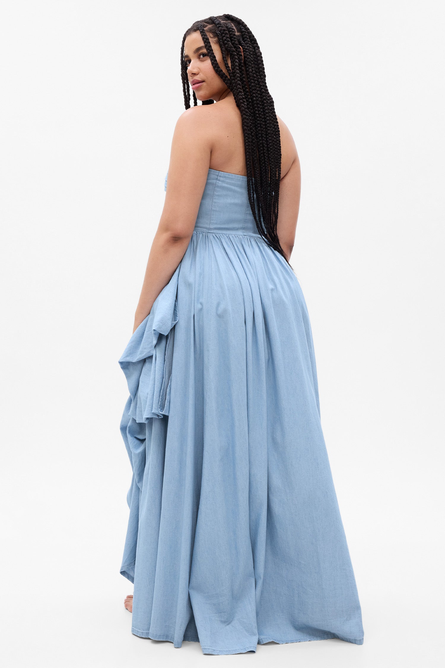 LoveShackFancy X Gap Denim Tiered Maxi Dress