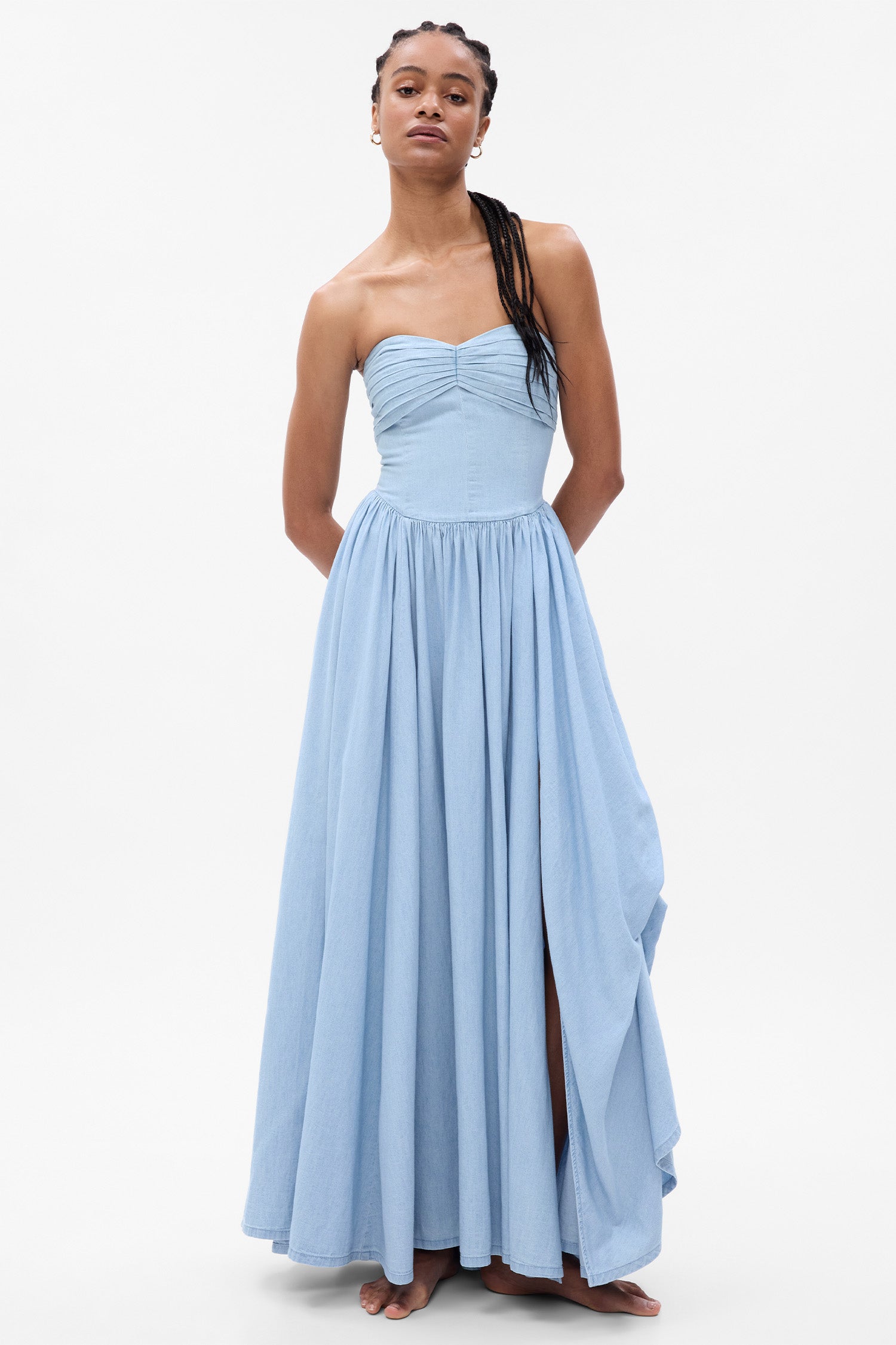 LoveShackFancy X Gap Denim Tiered Maxi Dress