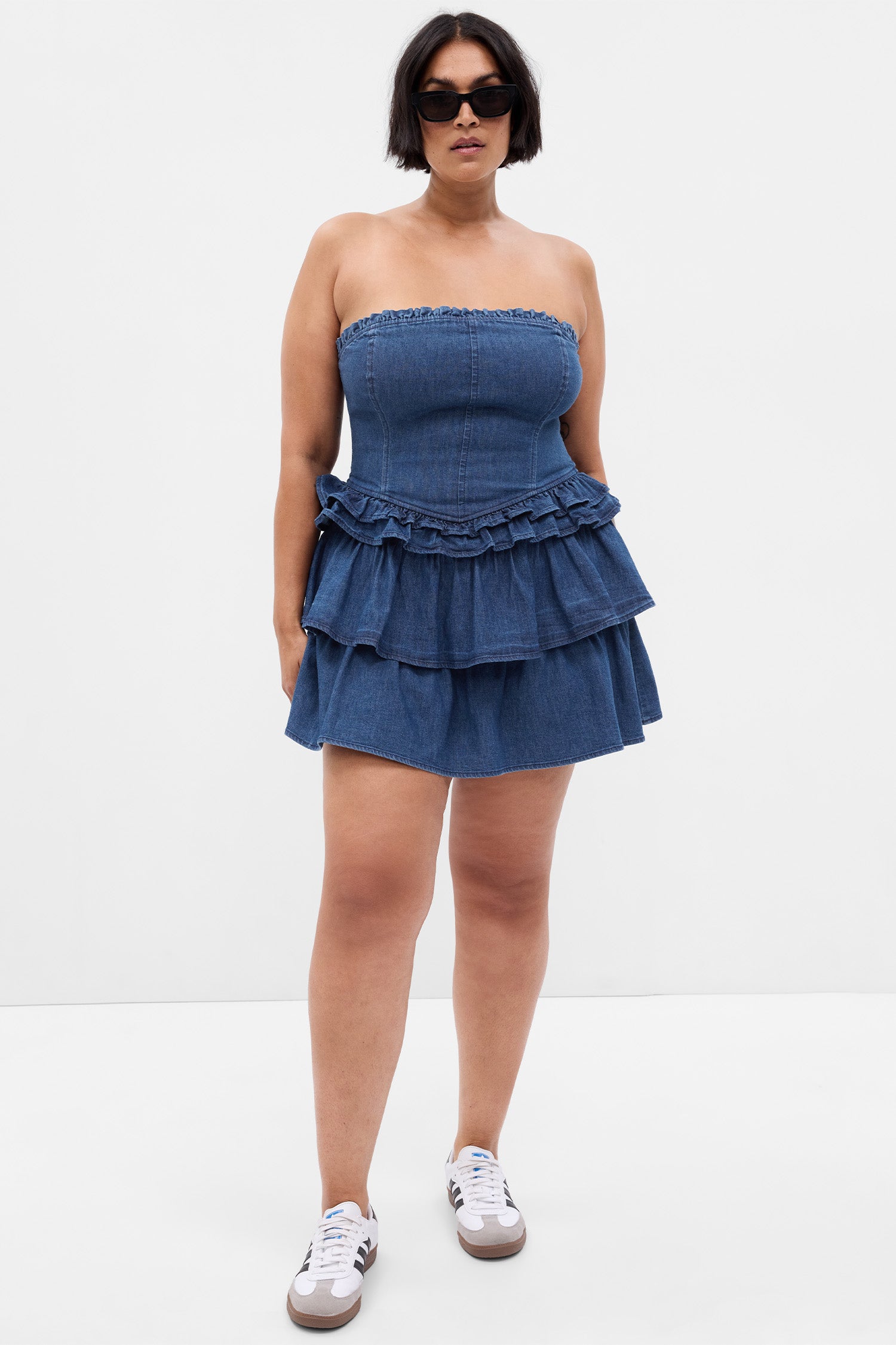 LoveShackFancy X Gap Denim Corset Mini Dress