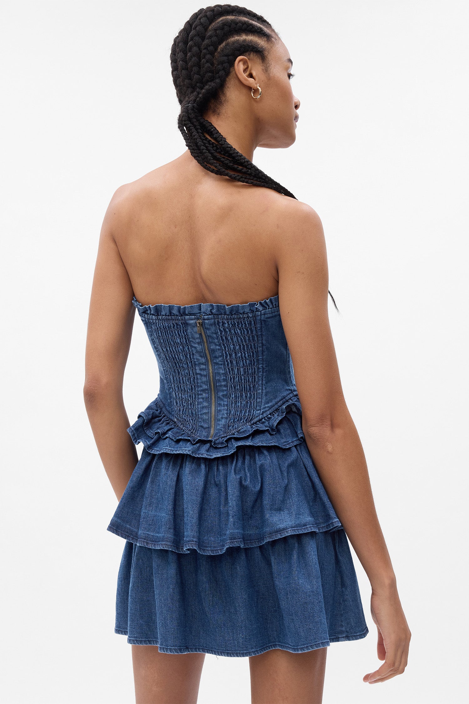 LoveShackFancy X Gap Denim Corset Mini Dress