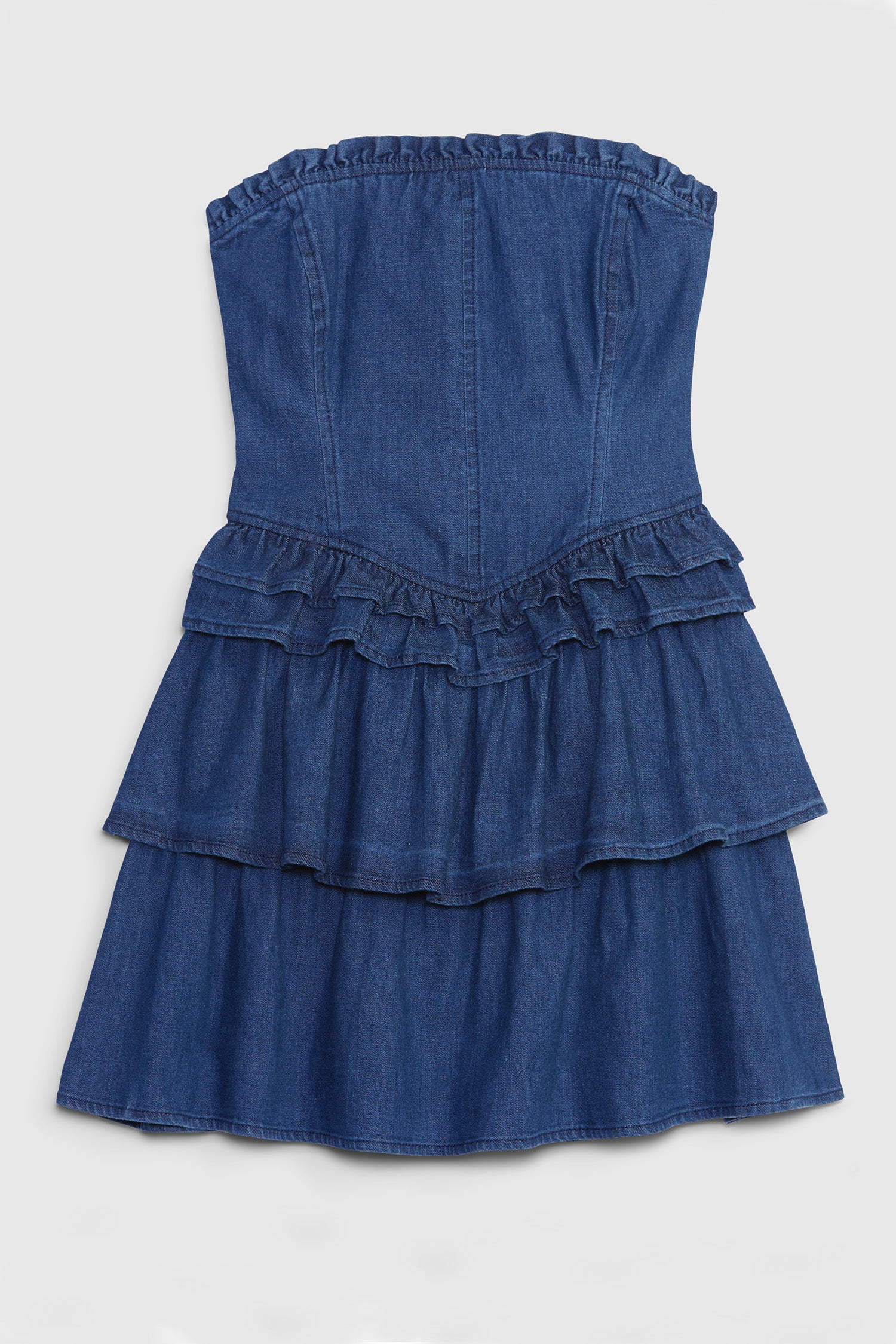 LoveShackFancy X Gap Denim Corset Mini Dress