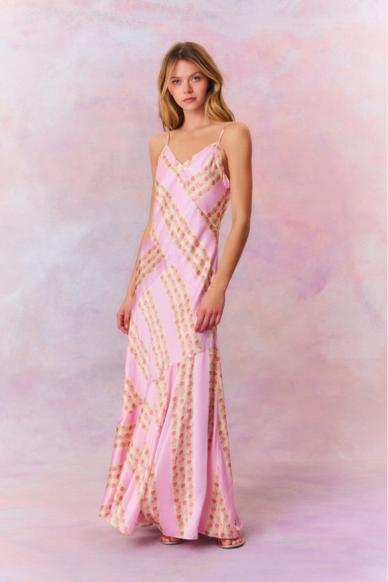 Azalea Satin Floral Maxi Dress