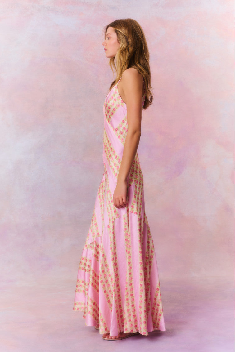 Azalea Satin Floral Maxi Dress