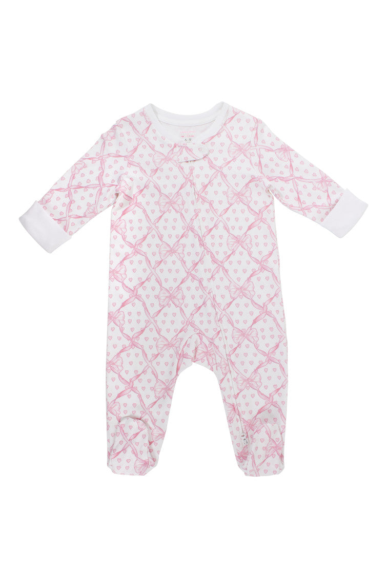 Roller Rabbit x LoveShackFancy Baby Bow Hearts Infant Zipper Footie