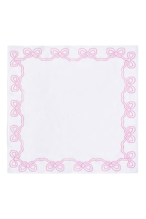 Embroidered Bow Napkins Set of 4 - FESTIVE PINK