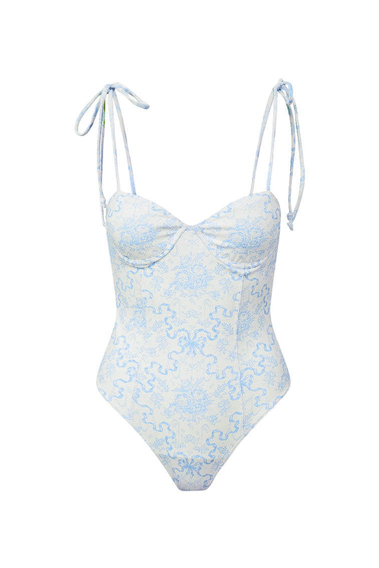 Chamomile Bow Print One Piece