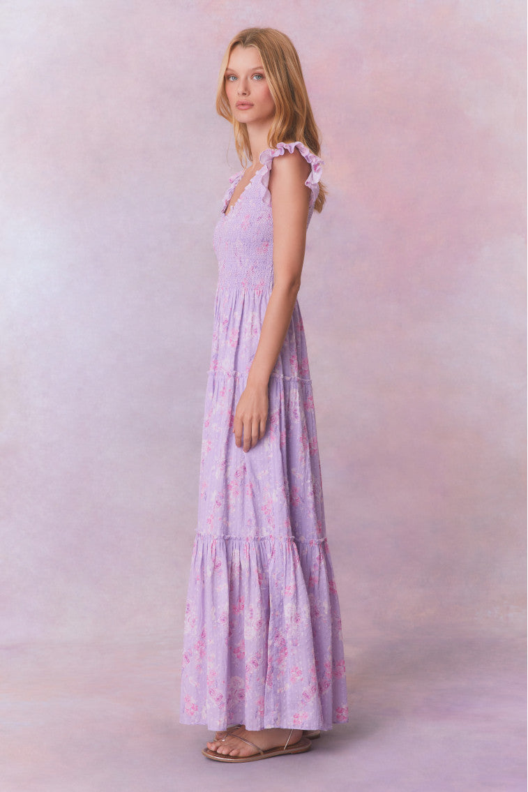 Chessie Fragrance Print Cotton Maxi Dress