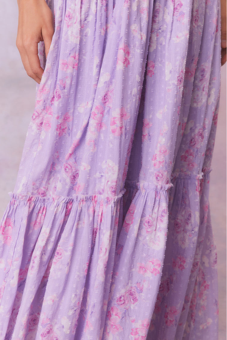 Chessie Fragrance Print Cotton Maxi Dress