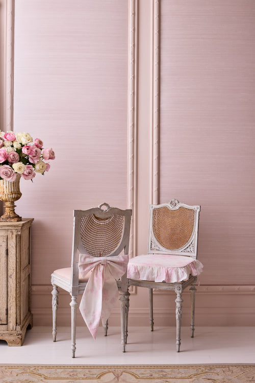 Linen Ruffle Seat Cushion - PINK DREAM