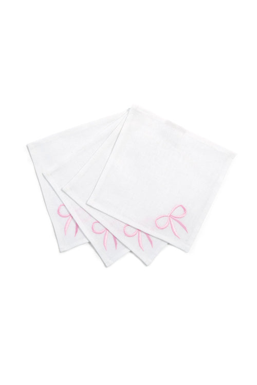 Bow Cocktail Napkins Set Of 4 - PINK