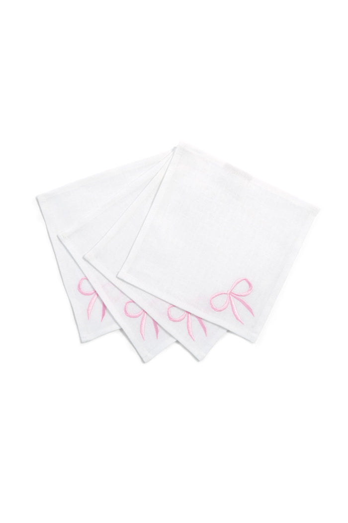 Bow Cocktail Napkins Set Of 4 - PINK