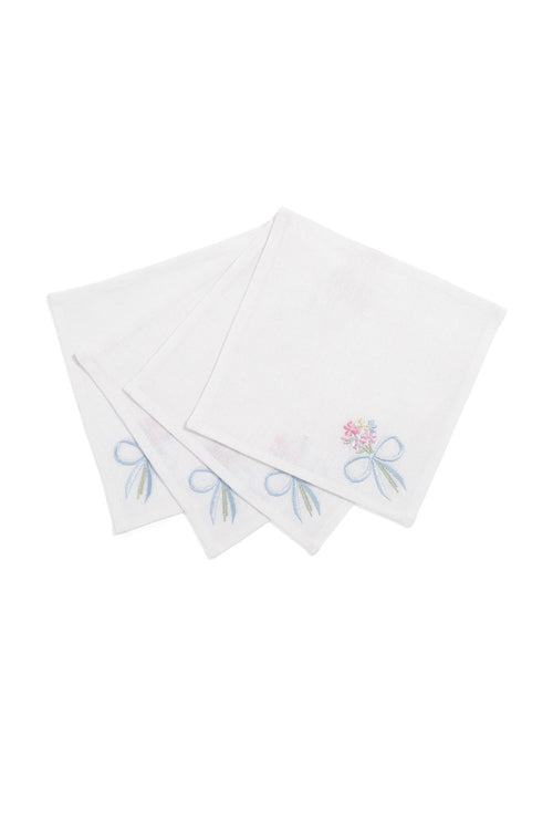 Bow Cocktail Napkins Set Of 4 -SUMMER BLUES