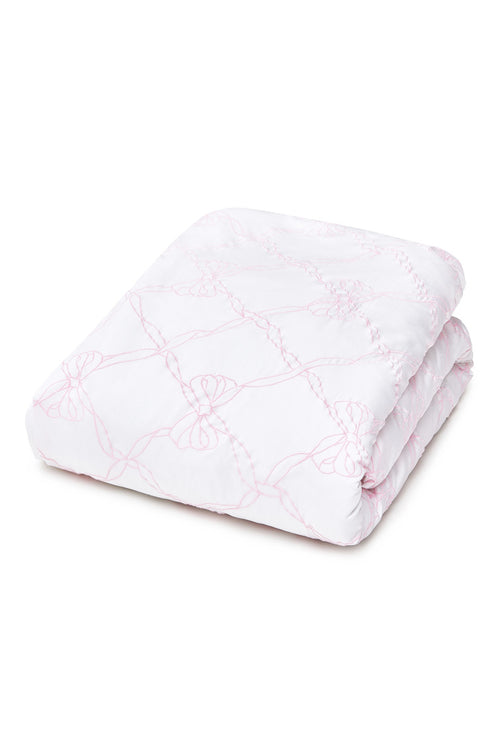 Embroidered Bow Duvet - ROSEWATER