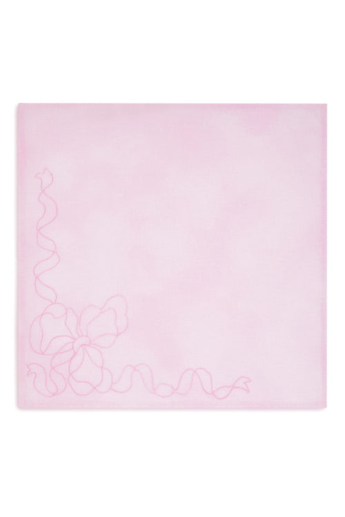 Embroidered Bow Napkins Set of 4 - POWDER PINK