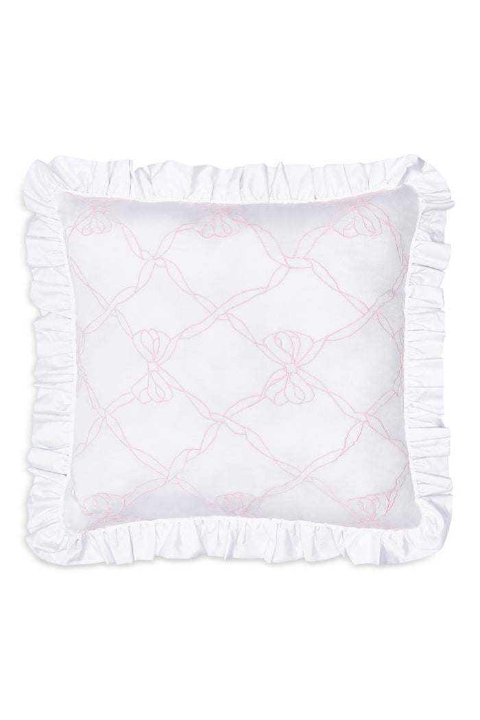 Embroidered Ruffle Euro Pillow - ROSEWATER
