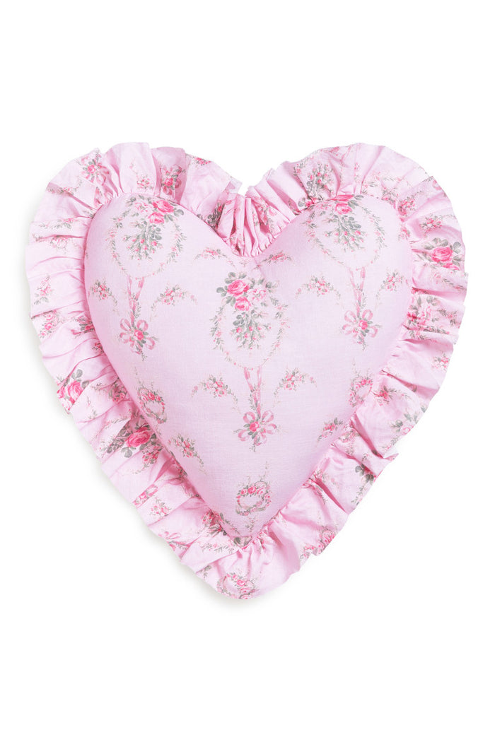 Heart Shape Festive Ruffle Pillow -BALLET MEADOW