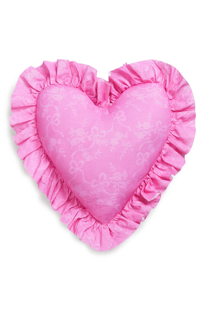 Heart Shape Festive Ruffle Pillow - NUTCRACKER PINK