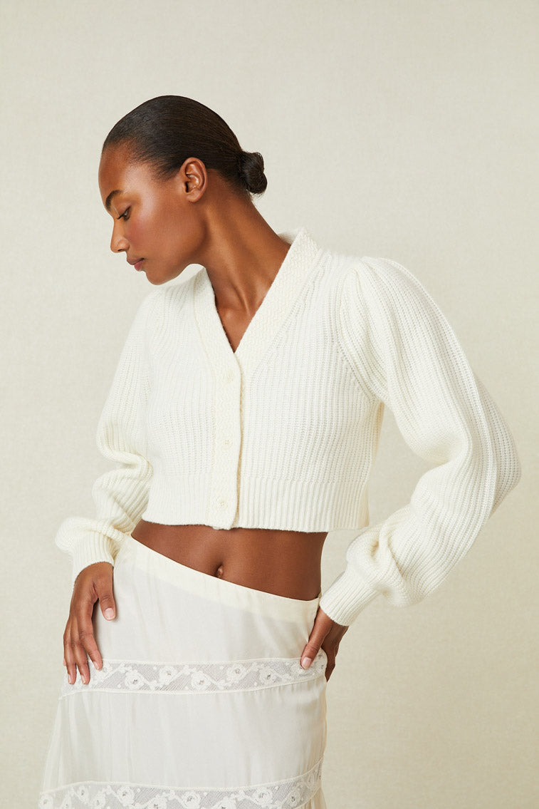 Avignon Crop Cardigan - Ivory