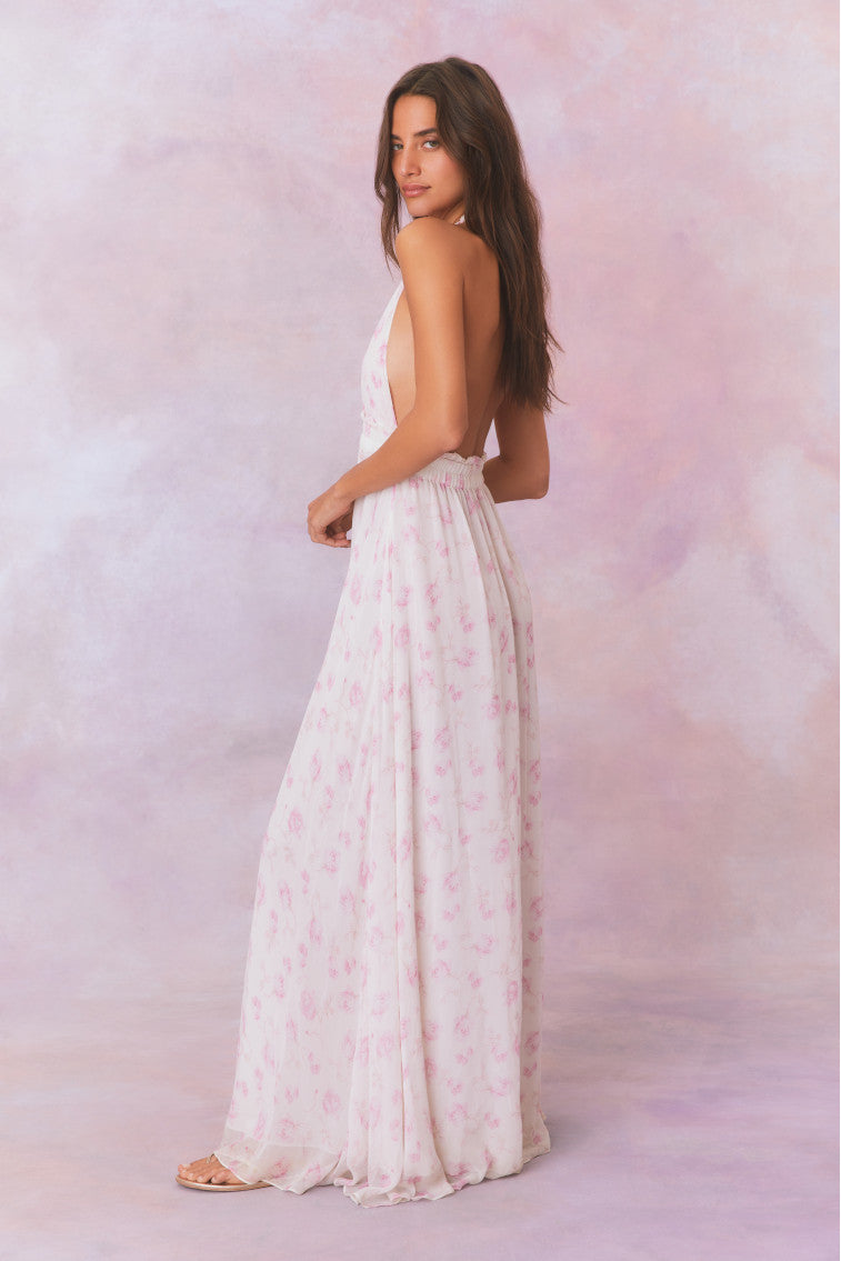 Love Fragrance Halter Maxi Dress