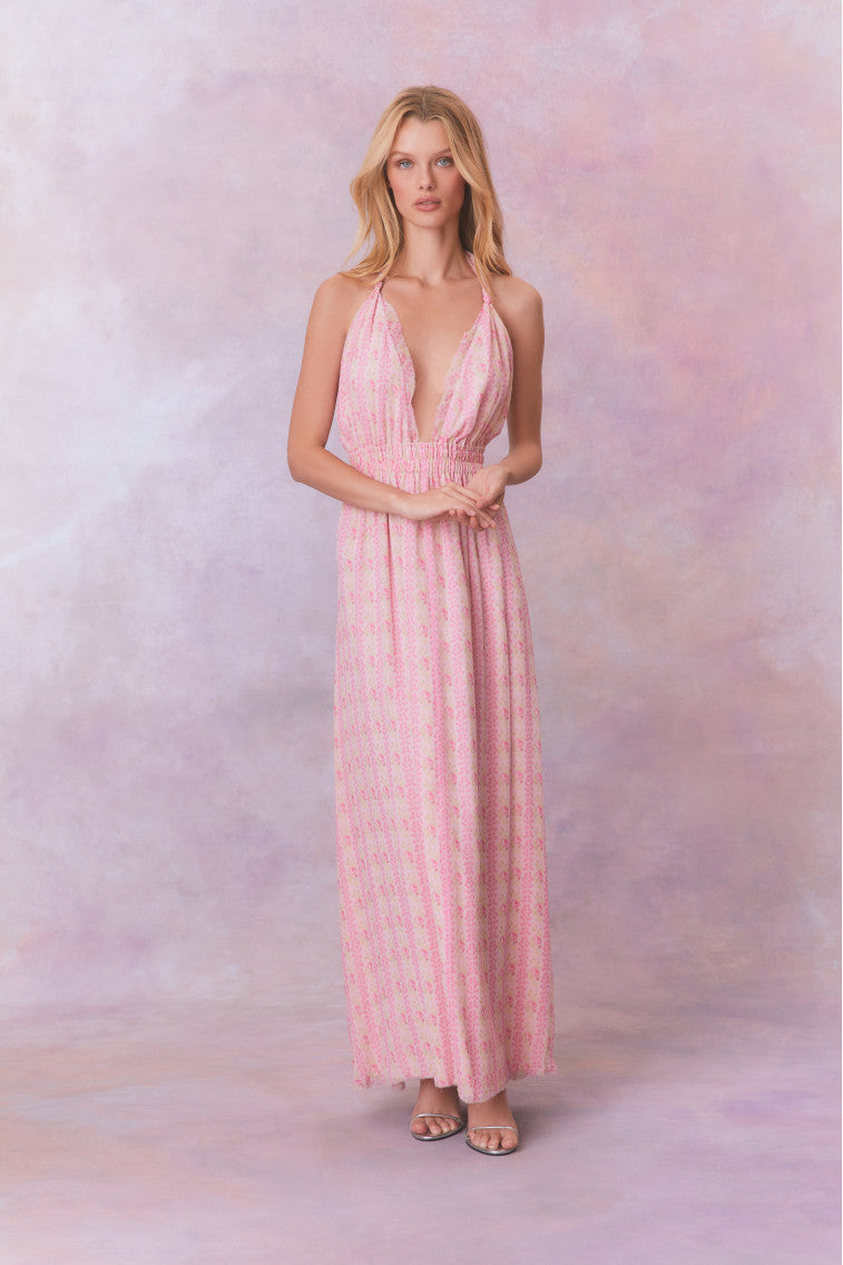 Love Fragrance Halter Maxi Dress