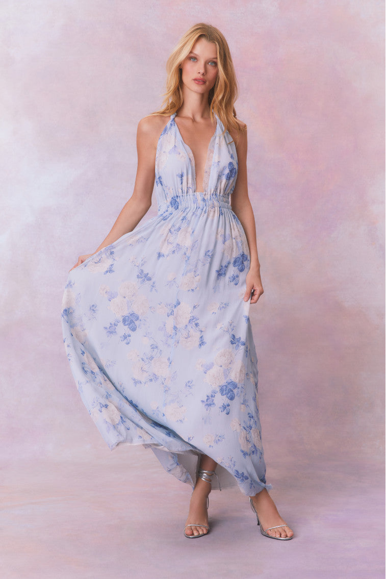 Love Fragrance Halter Maxi Dress