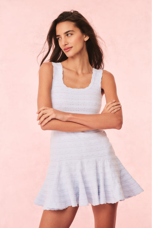 Maryanne Knit Mini Dress - MORNING SKY