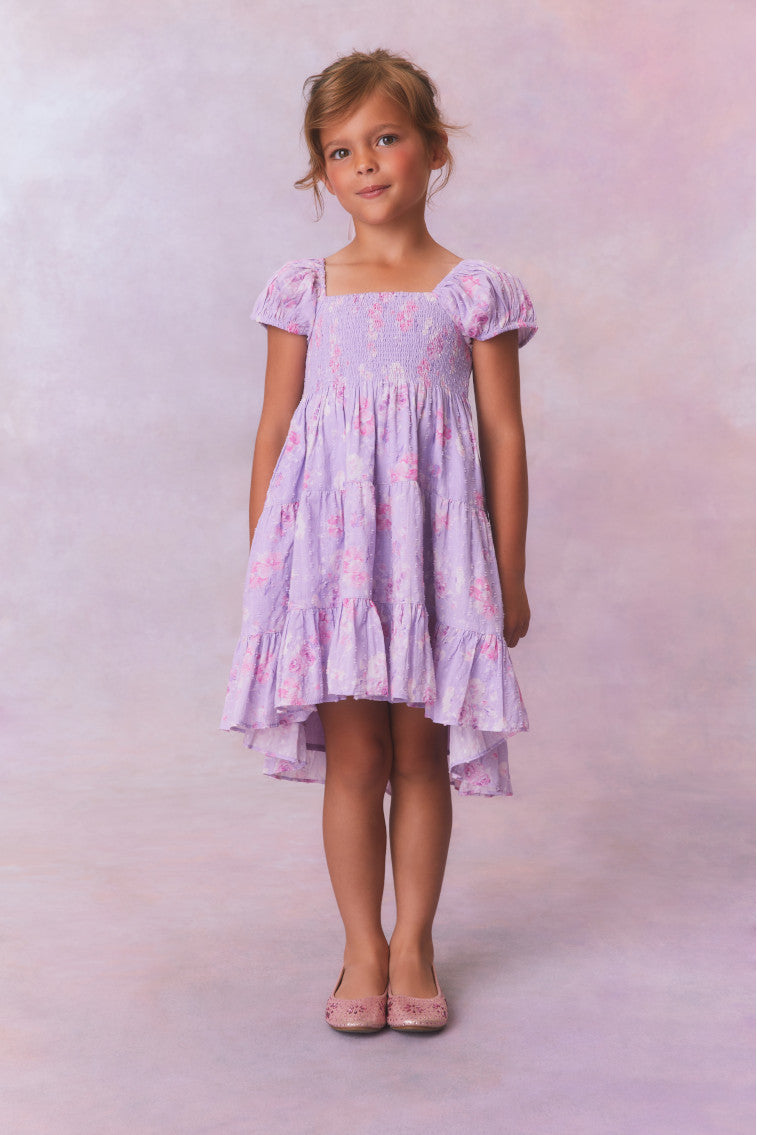 Girls Muriella Fragrance Print Flutter Sleeve Dress