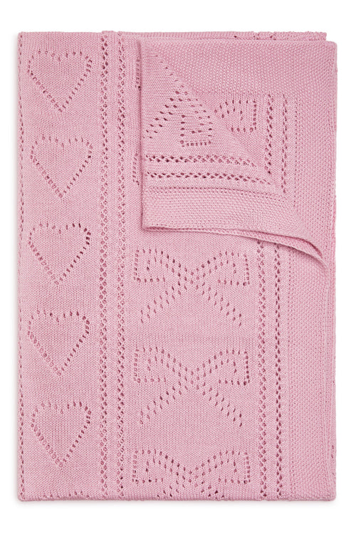 Pointelle Throw Blanket - ROSEWATER