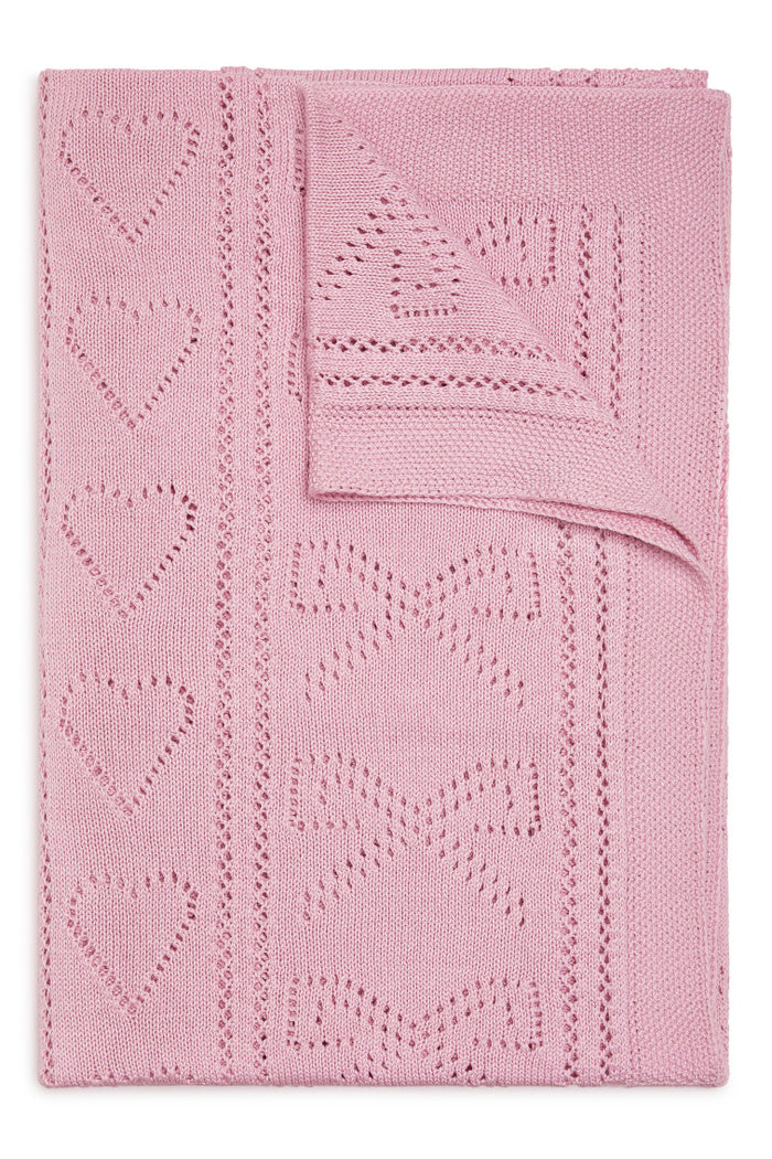 Pointelle Throw Blanket - ROSEWATER