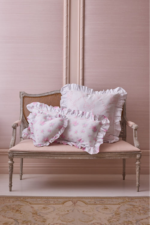 Embroidered Ruffle Euro Pillow - ROSEWATER