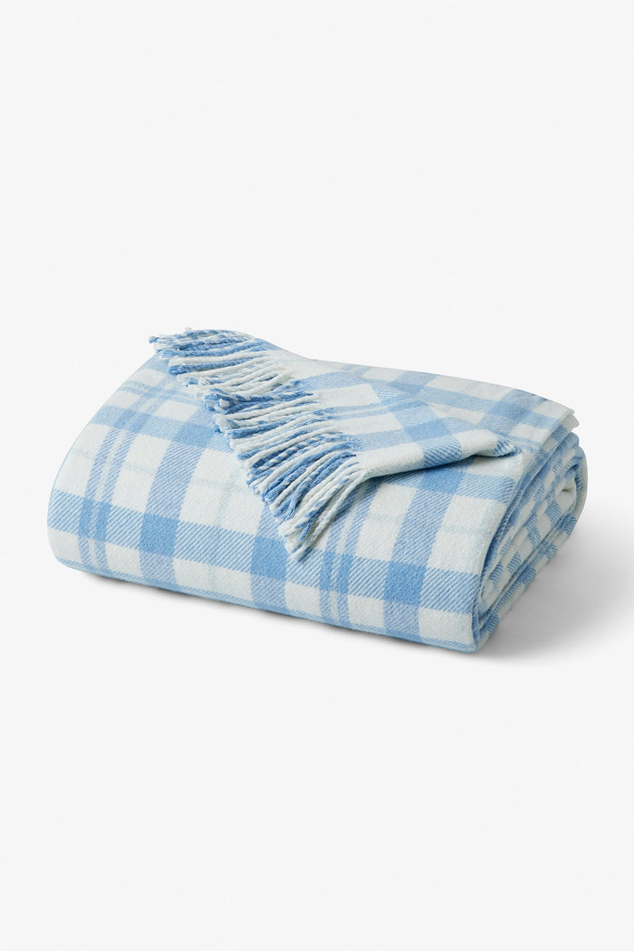 Plaid Cotton Throw Blanket - BLUE PLAID