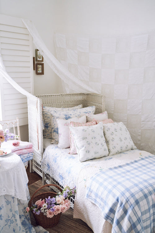 Plaid Cotton Throw Blanket - BLUE PLAID