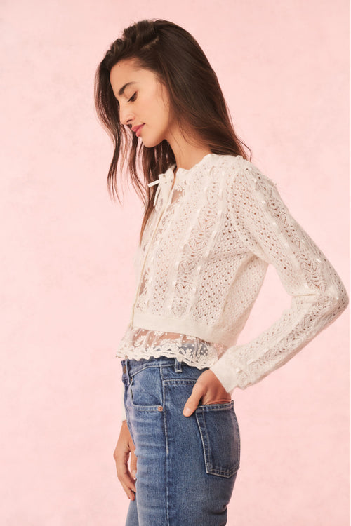 Reneley Lace-Trimmed Cardigan