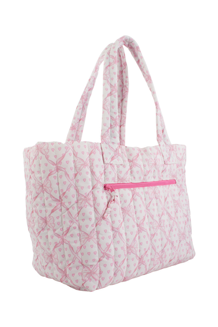 Roller Rabbit x LoveShackFancy Baby Bow Hearts Large Quilted Tote