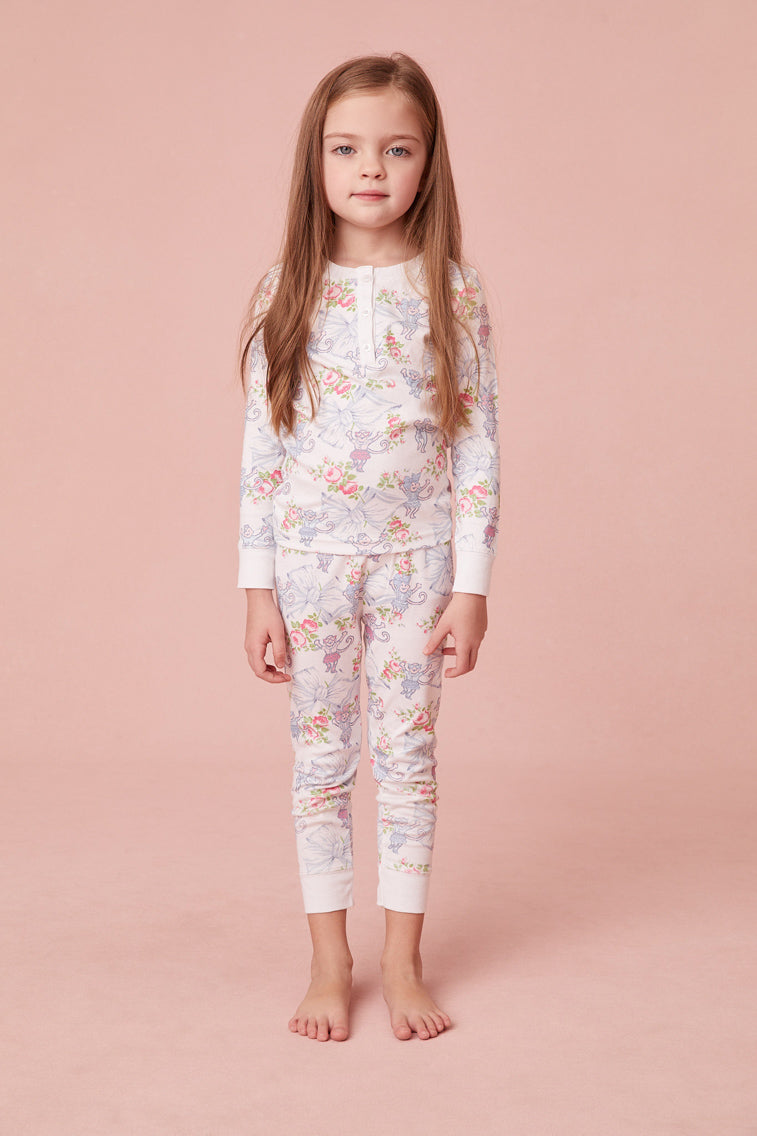 Roller Rabbit x LoveShackFancy Rosa Beaux Monkey Kids Pajama