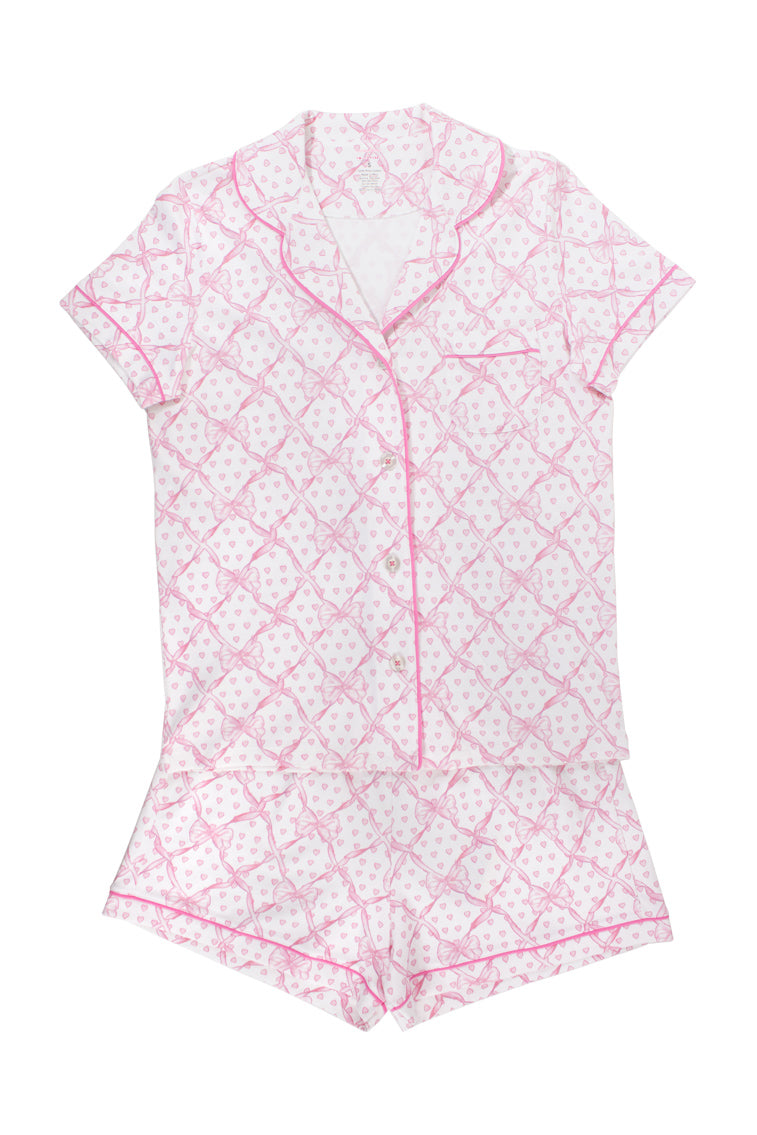 Roller Rabbit x LoveShackFancy Baby Bow Hearts Womens Polo Pajama