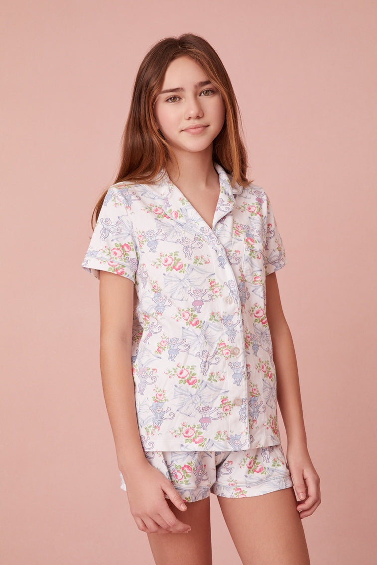 Roller Rabbit x LoveShackFancy Rosa Beaux Monkey Womens Polo Pajama