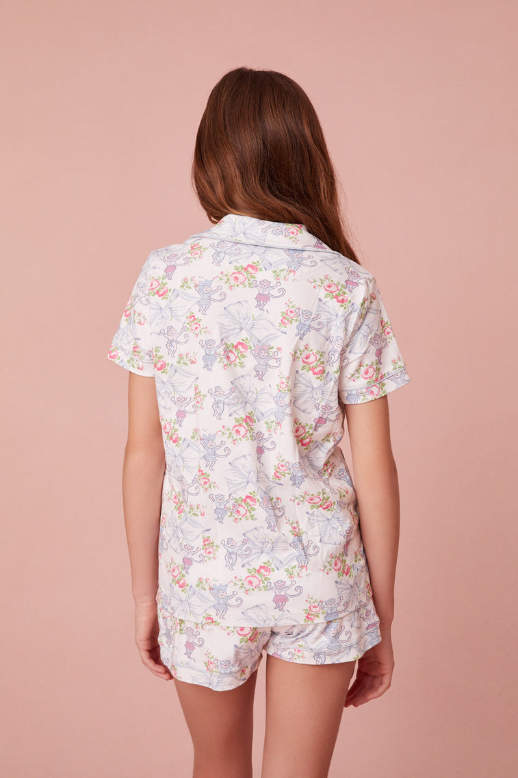 Roller Rabbit x LoveShackFancy Rosa Beaux Monkey Womens Polo Pajama