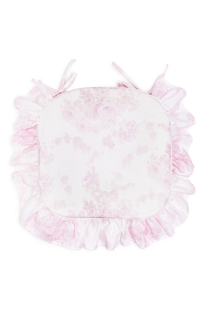 Linen Ruffle Seat Cushion - PINK DREAM
